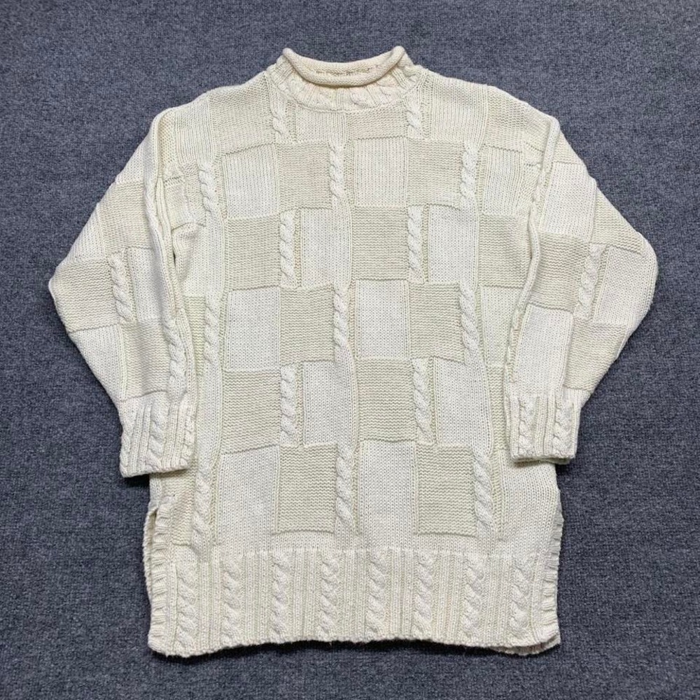 Vintage Yarn‎ Works Cable Knit Checkered Womens Sweater Size Medium